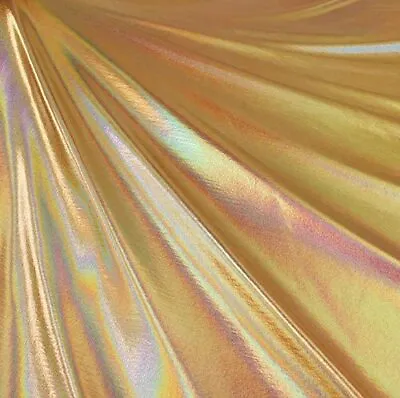 Gold Fhs-2 Iridescent 4 Way Stretch Metallic Spandex  Fabric  • $8.99