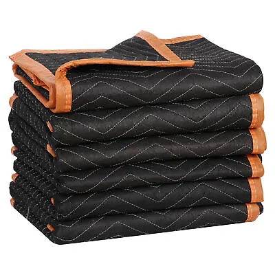 6 Pack Moving Blankets Quilted 40  X 72 Shipping Furniture Pads Black Heavy Duty • $20.59