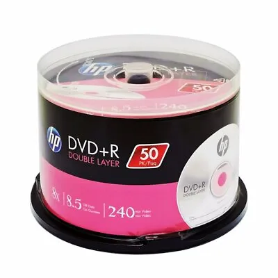 £34.95 • Buy HP DVD+R DOUBLE LAYER DL 8X 8.5GB 240Min, White Inkjet-Printable, 50-PACK