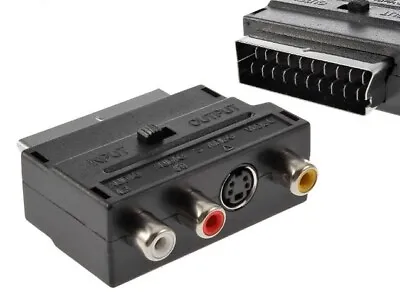 £3.99 • Buy RGB Scart To 3 RCA Phono +S-Video Audio In / Out Switch AV TV Adaptor
