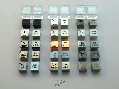 Metal Element Cubes 10mm Size 99.95% Purity Periodic Table Collection 1cm Cube • $134.99