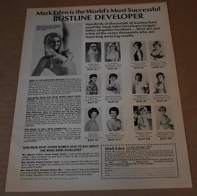 1972 Print Ad Bustline Developer Mark Eden Roberta Kirberger Sharon Wells Blonde • $14.98