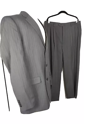 Andrew Fezza New Mens Sz 46XL Gray Pin Stripe 100% Wool Suit S28 • $39