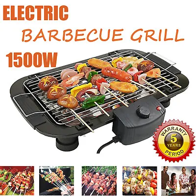 Electric Table Top Grill BBQ Barbecue Garden Camping Indoor Smoke Free Cooking  • £24.70