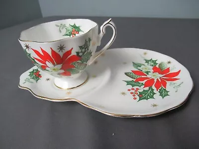 Vintage Queen Anne Bone China Footed Tea Cups W/ Snack Dessert Saucer Noel F3 Sb • $20.02