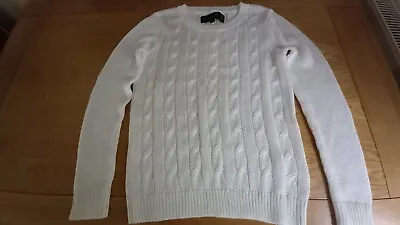 Ladies White MUSTO Cable Jumper Size 10 • £16.50