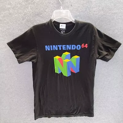 Nintendo 64 Men T-Shirt Medium Black Logo Graphic Video Game Short Sleeve Crew • $6.95