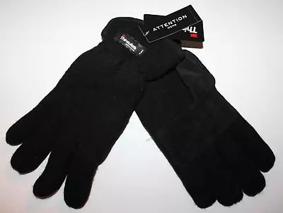 Attention Men's Thinsulate Insulated Black Wool Winter Gloves - Medium/Large • $11.98