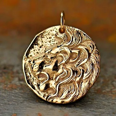 Bronze Lion Coin Necklace Ancient Mens Jewelry Greek Pendant Mythology B1108 • $29.87