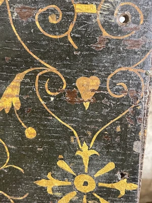 £11.50 • Buy A Rare 17th Century Oak Fragrant Panel With Original Painted Decoration Scrolls 