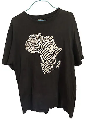 Zebra Print Of Africa T-shirt By Hym Made In South Africa Large W/ Flaws! • $8.99