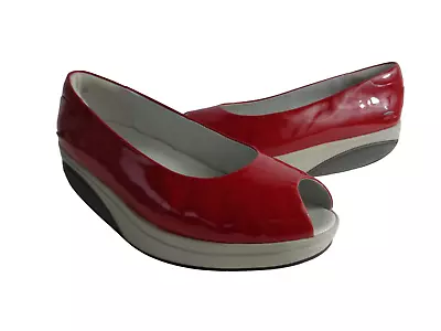 MBT Kianga EU 40 US 9-9.5M Red Patent Leather Peep Toe Pump Shoes Rocker Sole • $59