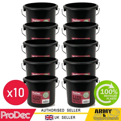 10 X ProDec 1 Litre Plastic Paint Kettle Painters Bucket Can Decorating Pot • £14.99