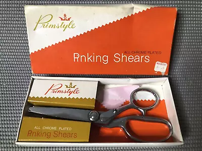 Vintage Primstyle 7  Pinking Shears - All Chrome Plated Made In Japan With Box • $9.95