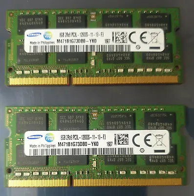 Samsung 16GB 2X8GB DDR3L 2RX8 1600MHz PC3L-12800S 204pin Laptop Memory RAM 1607 • £24.99