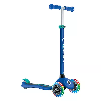 Globber Primo 3 Wheel Scooter With Lights - Navy Blue/ Emerald Green  • $135