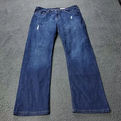 Wrangler Slim Straight Denim Stretch Jeans Blue Cotton  Mens Size 36x32 • $15.10