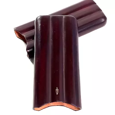 Cigar Case 6 -10  Stogie Holder 3 Finger Dark Coffee Brown Leather Made In Italy • $32.78