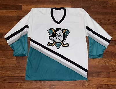 Vintage Anaheim Mighty Ducks Hockey CCM NHL Jersey White Mens Large USA 90s • $49.99