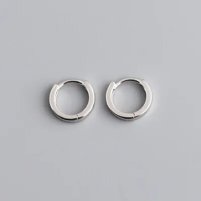 Sterling Silver Classic Plain Flat Square Huggie Hoop Earrings Womens Mens A4195 • $12.99