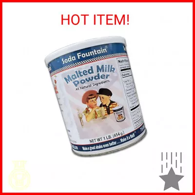 Soda Fountain Malted Milk Powder 1 Lb. Canister - Malt Powder For Ice Cream And • $22.35