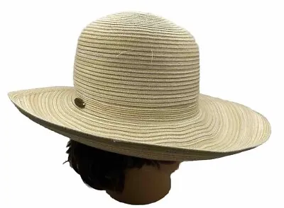 Women’s Cappelli Tan Swirl Logo Floppy Wide Brim Hat OS Adjustable Flat Back • $10