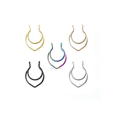 Fake Clip On Nose Ring V-Shaped Hanger Hoop Septum Non Piercing Body Jewellery  • £2.99
