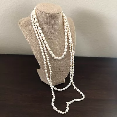 Vintage Necklace 3 Strand Freshwater Pearls White • $21.99