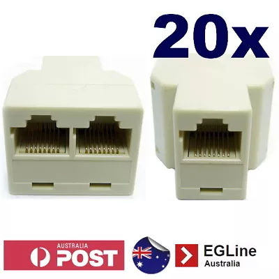 20x RJ45 Splitter 3-Way Straight Thru Y Adapter Divider Coupler 1 To 2 Socket • $24.95