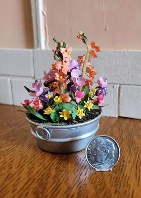 Vintage Artisan Dollhouse Miniature Multiple Flowers In Pot 1/12 Scale   • $9.99