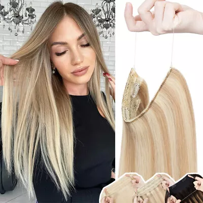 100% Remy Human Wire In Hair Extensions Clip In Headband Hairpiece Nano Ring • $35.98