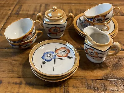 Vintage Children Tea Set Hand Painted Made In Japan 13 Piece Luster Ware • $20