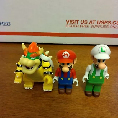 Nintendo K'Nex Super Mario Figure Lot Of 3 Bowser Mario Fire Luigi Figures • $10.95