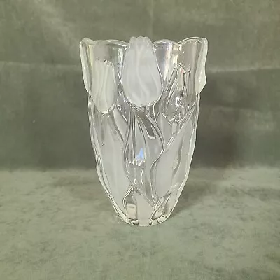 Mikasa Tulip Satin Frosted Embossed Glass Vase • $25