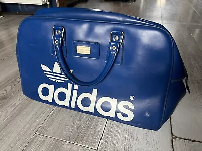 Vintage 1970s Adidas Peter Black (Keighley) Sports Bag Blue Vinyl Retro Gym Bag • £22