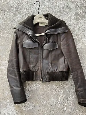 VINCE Leather Bomber Jacket Women Small Xs . Dark Brown • $150