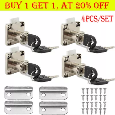 4pcs Cam Drawer Lock Door Furniture Cabinet Letter Mailbox Cupboard Lock 8 Keys • £8.79