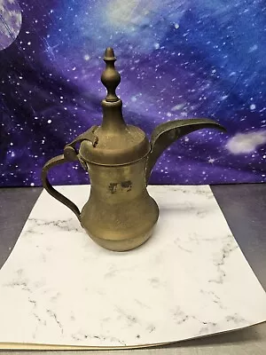 Dallah Islamic Arabic Eastern Antique Brass Tea Coffee Pot Floral Design • $24.99