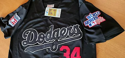 Black LA Dodgers #34 Fernando Valenzuela Throwback 2patch Special Edition Jersey • $59.81