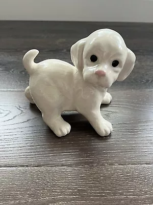 Ceramic White Puppy Dog Figurine Standing Playful Cute Maltese Medium 7” Decor • $6.50