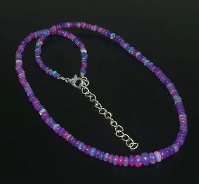 18 Natural Ethiopian Opal Beads Necklace Welo Fire Purple Opal Gemstone Necklace • $29.90