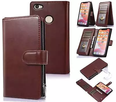 Redmi Note 5A Multifunction Pu Leather Wallet Case 10 Cards Zip Pouch • $15.50