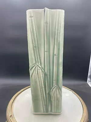 Vintage Ceramic Bamboo Reed Motif Vase 11.5x5” VG • $13.25