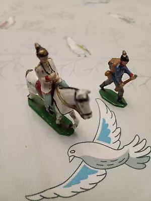 Two Vintage Lead Soldiers One On Horse Back Decent Condition • £2