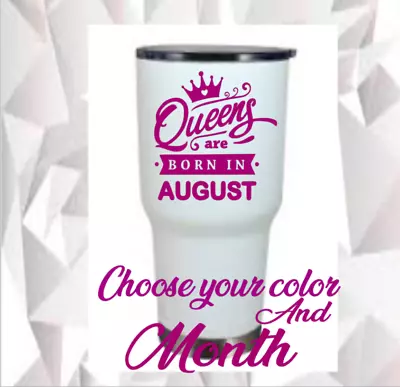 Monogram Vinyl Decal Sticker For Tumblers Cups Queen  Quote Month Born • $3.25