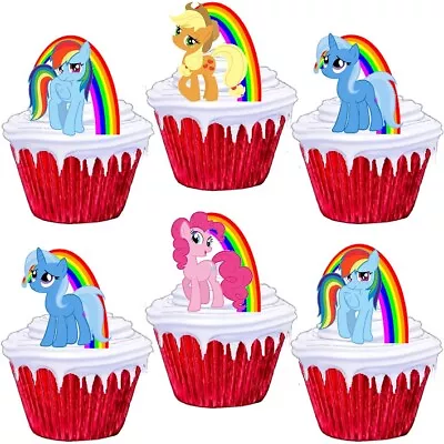 My Little Pony Rainbow Stand Up Cup Cake Toppers Edible Party Decorations • £2.25