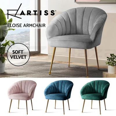 $189.95 • Buy Artiss Armchair Lounge Chair Armchairs Accent Chairs Velvet Sofa Couch Bedroom