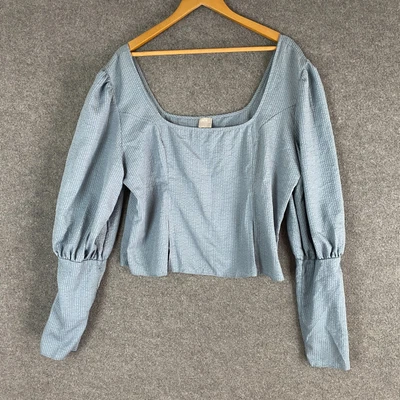 $14.95 • Buy ASOS Blouse Womens 20 Blue Shirt Top Crop Bishop Sleeves Event Occasion Ladies