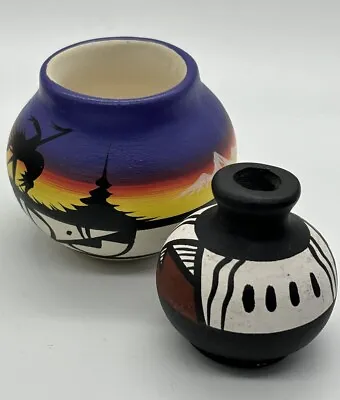 VINTAGE Hataue & Maria Navajo Small Pottery Pots Signed • £30