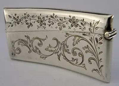 Beautiful English 'jos' Engraved Solid Silver Card Case 1922 Antique • $126.33